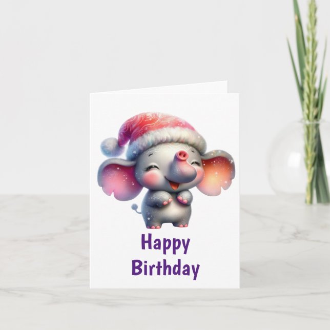 Carte Anniversaire de l'éléphant fou (Devant)