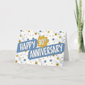 Carte Anniversaire de l'employé 30 ans Motif bleu blanc