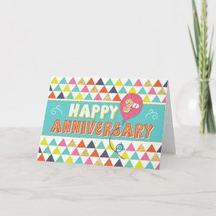 Carte Anniversaire de l'employé 3 ans - Motif coloré