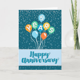Carte Anniversaire de l'employé 5 ans - Ballons Confetti