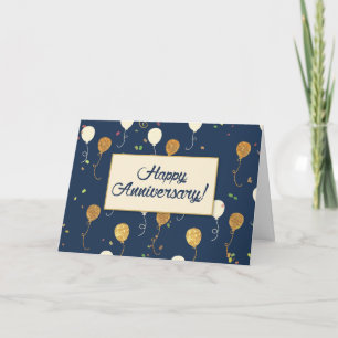Carte Anniversaire de l'employé Gold Look Ballons Marine