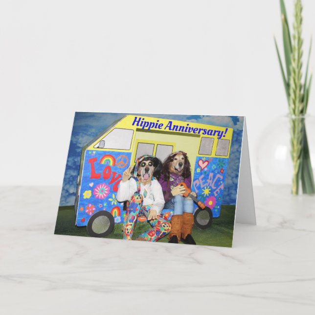 Carte Anniversaire de l'hippie de Golden Retriever (Devant)