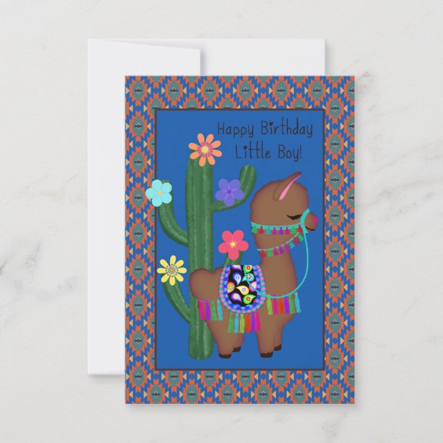 Carte Anniversaire de Little Boy | Adorable Petite Llama (Devant)