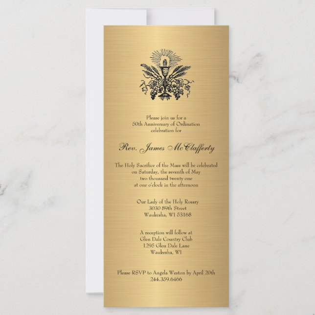 Carte Anniversaire de l'Ordination du prêtre catholique (Devant)