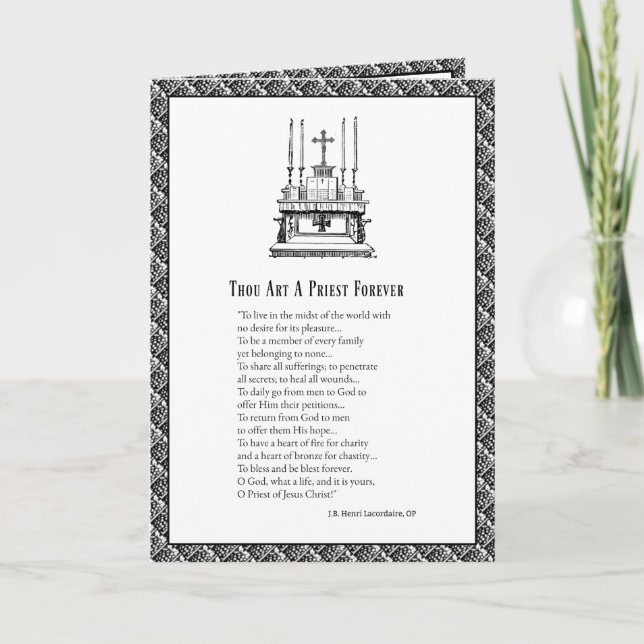 Carte Anniversaire de l'Ordination du prêtre catholique  (Devant)