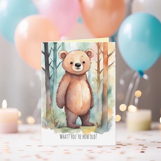 Carte Anniversaire de l'ours drôle (Cute and funny birthday card for older adults.)