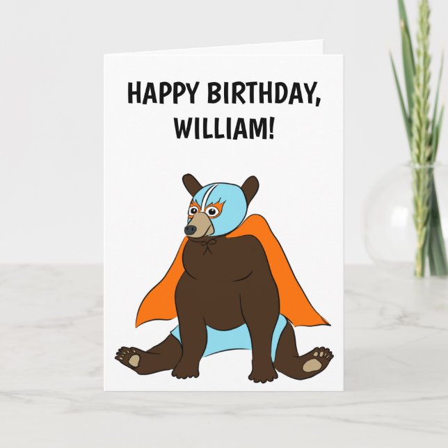 Carte Anniversaire de l'ours mexicain Luchador (Devant)