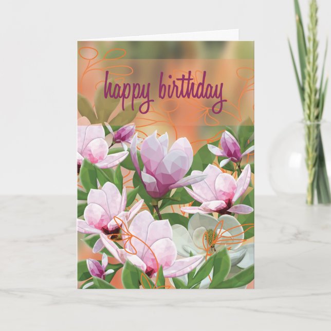 Carte Anniversaire de LowPoly Magnolia (Devant)