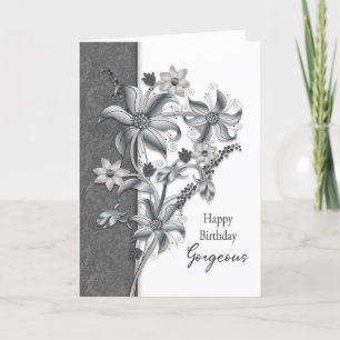 Carte Anniversaire de magnifiques nuances de fleurs gris