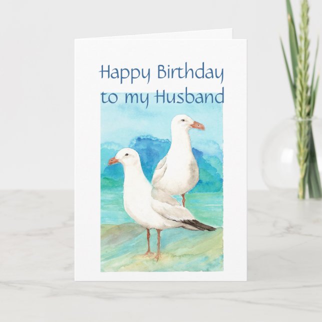 Carte Anniversaire de mari, romantique, plage de (Devant)