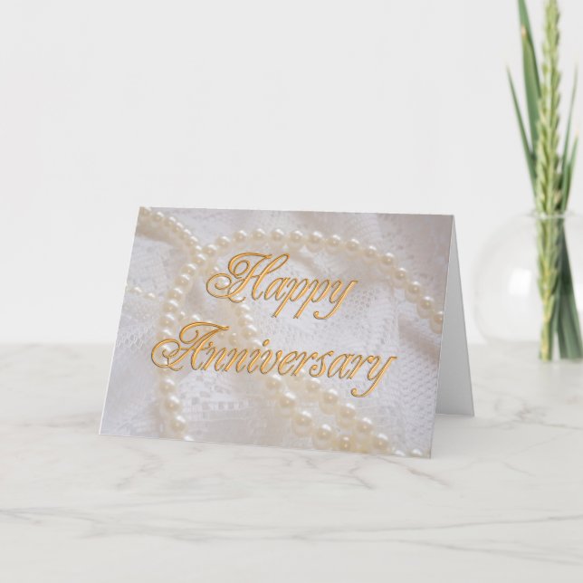 Carte Anniversaire de mariage avec la dentelle et les (Devant)
