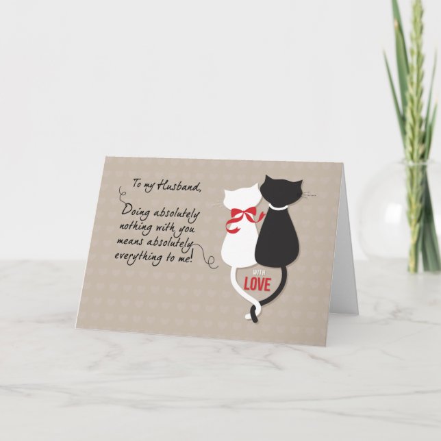 Carte Anniversaire de Mariage Chat Noir et Blanc Mari (Devant)