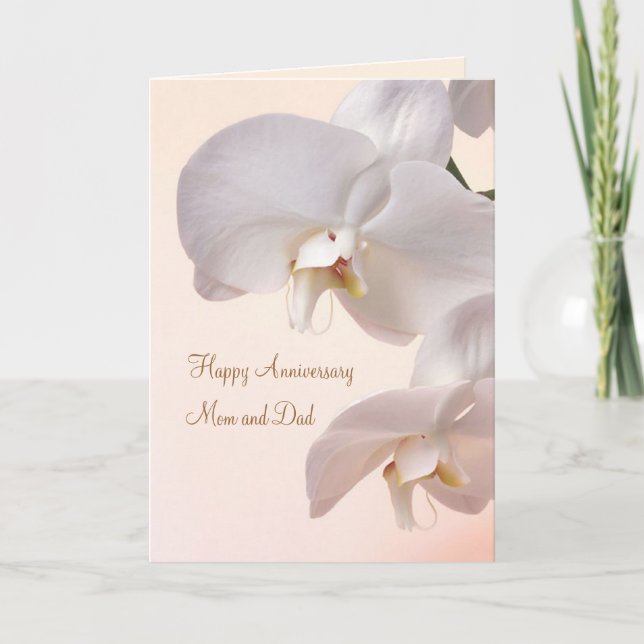 Carte Anniversaire de mariage crème blanc d'orchidées (Devant)
