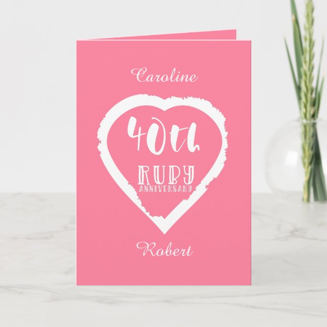Carte anniversaire de mariage de 40 ans rubis traditionn (Devant)