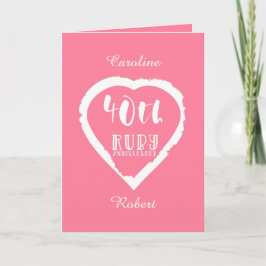 Carte anniversaire de mariage de 40 ans rubis traditionn