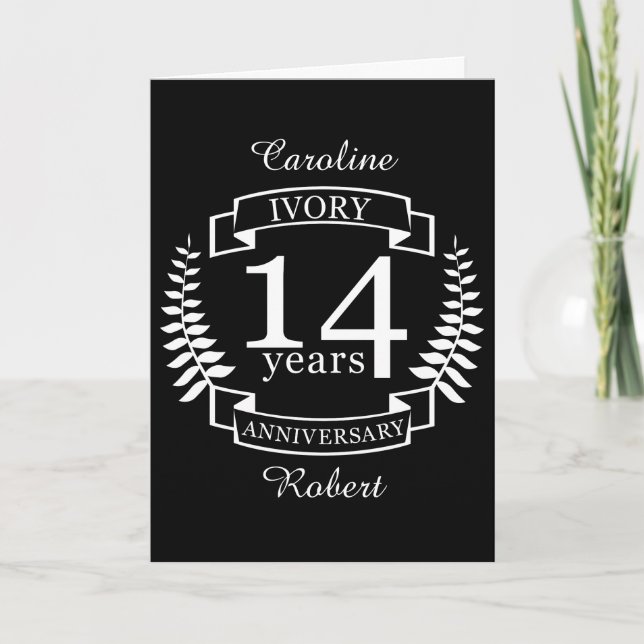 Carte Anniversaire de mariage d'ivoire 14 ans (Devant)