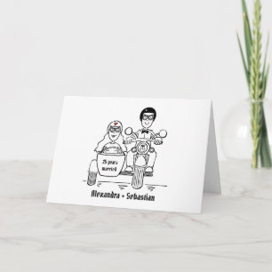Carte Anniversaire de mariage moto et side-car