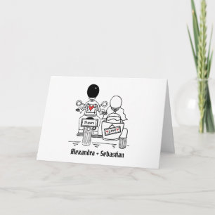 Carte Anniversaire de mariage moto et side-car