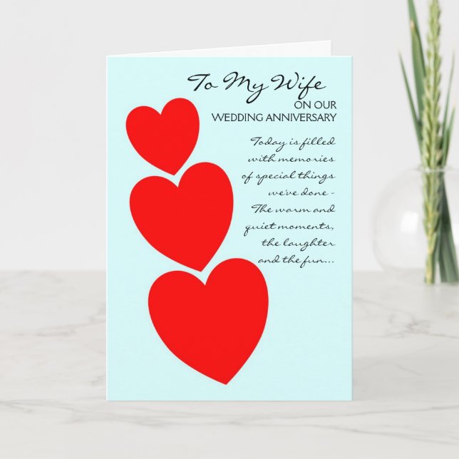 Carte Anniversaire de Mariage personnalisé de Red Hearts (Devant)