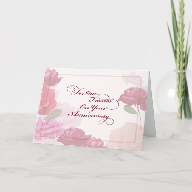 Carte Anniversaire de mariage pour les amis Rose (Devant)