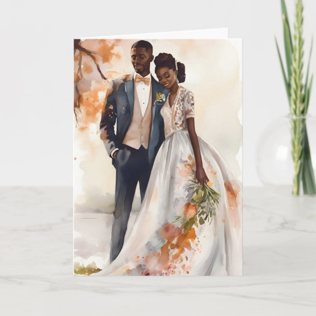 Carte Anniversaire de Mariage Saint-Valentin Couple Noir (Devant)