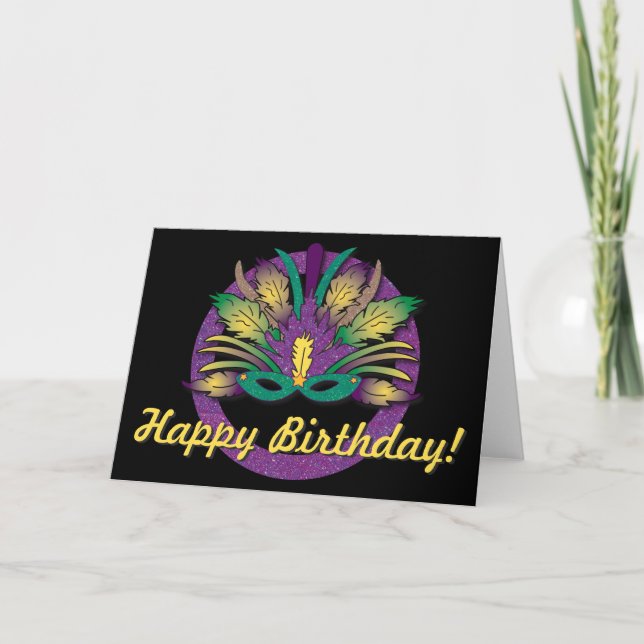 Carte Anniversaire de masque de mardi gras - l'anglais (Devant)