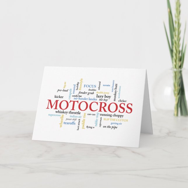 Carte Anniversaire de motocross dans les mots (Devant)