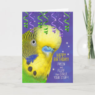 Carte Anniversaire de Parrot Lover avec Budgie Fun Bird 