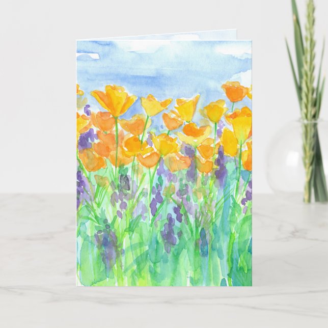 Carte Anniversaire de pavots de Californie joyeux (Devant)
