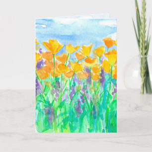 Carte Anniversaire de pavots de Californie joyeux