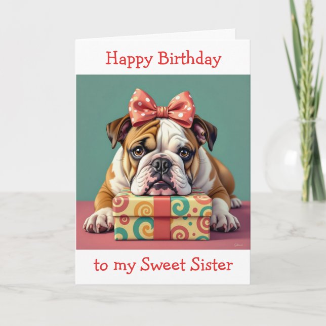 Carte Anniversaire de Paw-some pour soeur | Funny Bulldo (Devant)