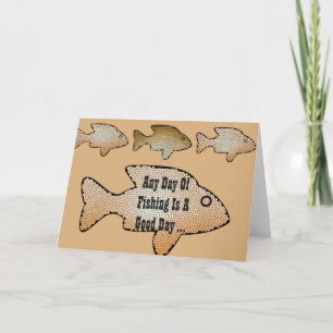 Carte Anniversaire de pêche, 4 poissons sur l'avant