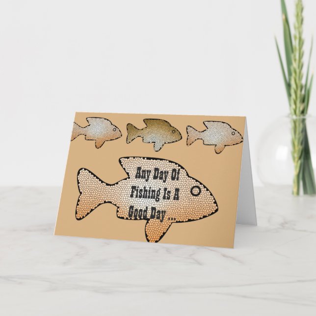 Carte Anniversaire de pêche, 4 poissons sur l'avant (Devant)