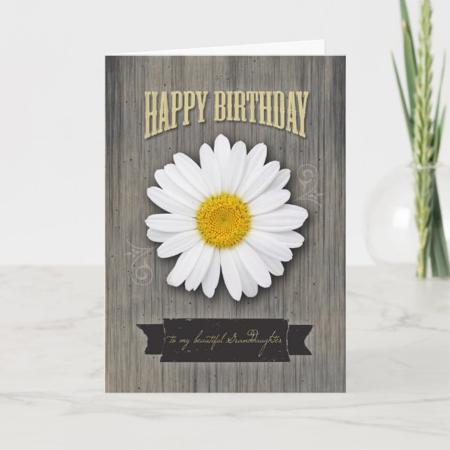 Carte Anniversaire de petite-fille, bois rustique et (Devant)