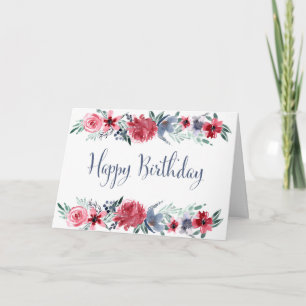 Carte Anniversaire de pivoines d'aquarelle joyeux