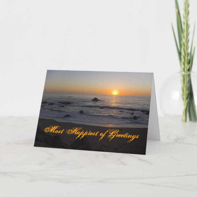 Carte Anniversaire de plage de coucher du soleil (Devant)
