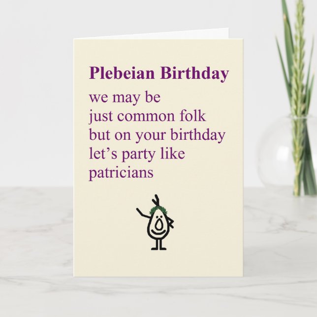 Carte Anniversaire De Plebeian, Un Poème D'Anniversaire  (Devant)