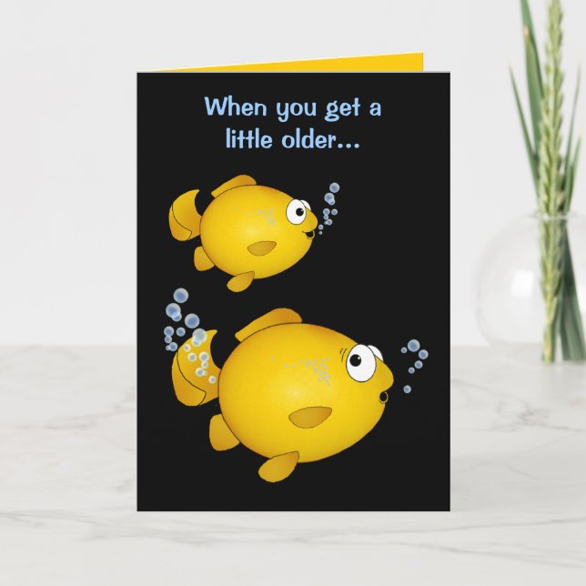 Carte Anniversaire de poisson d'or plus vieux "au-dessus (Devant)