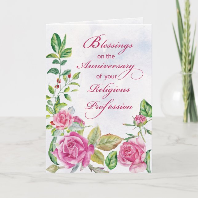 Carte Anniversaire de profession religieuse d'une religi (Devant)
