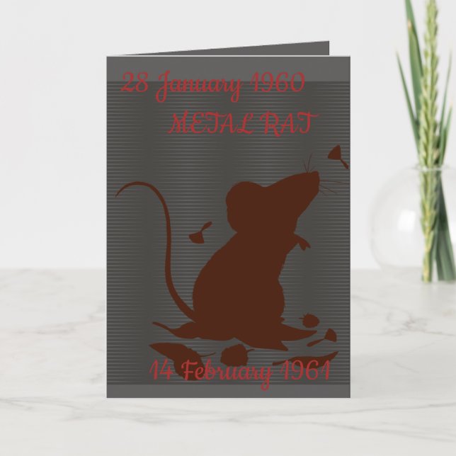 CARTE ANNIVERSAIRE DE RAT EN MÉTAL (Devant)