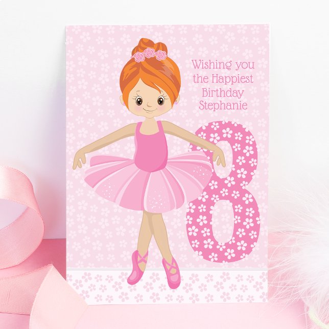 Carte Anniversaire de Red Hair Ballerina (Créateur téléchargé)