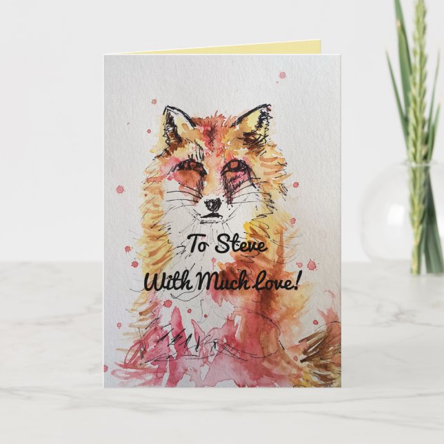Carte Anniversaire de Renard Rouge mignonne Animau (Devant)