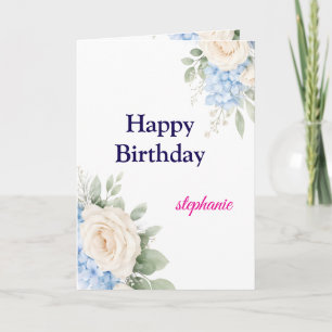 Carte Anniversaire de roses roses colorées personnalisée