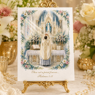 Carte Anniversaire de sacerdoce élégant Autel marial