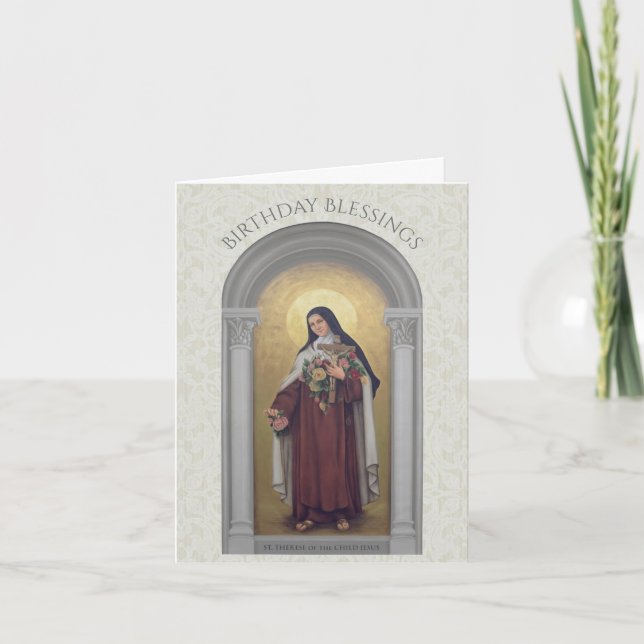 Carte Anniversaire de Sainte Thérèse de l'Enfant Jésus (Devant)