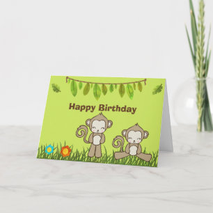 Carte Anniversaire de singes qui traînent dans la jungle