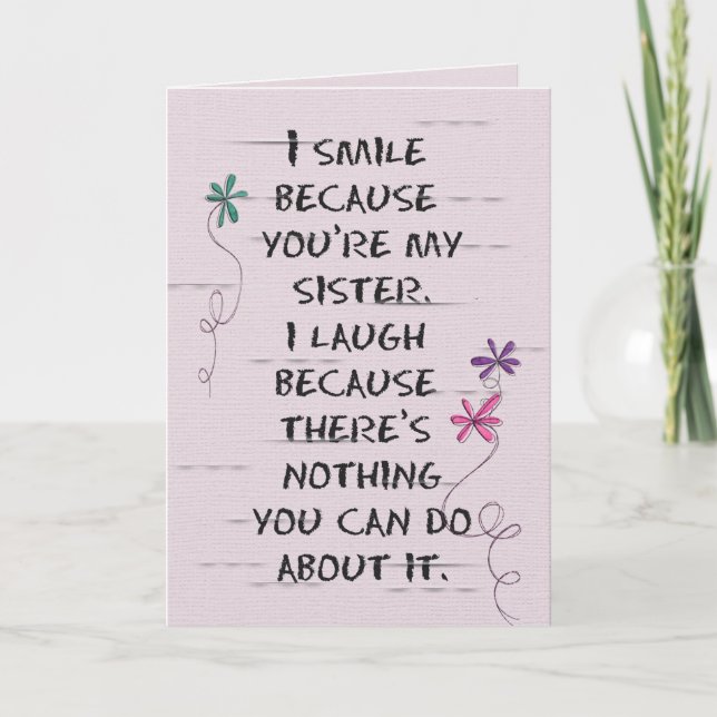 Carte Anniversaire de Soeur avec fleurs de parties scint (Devant)