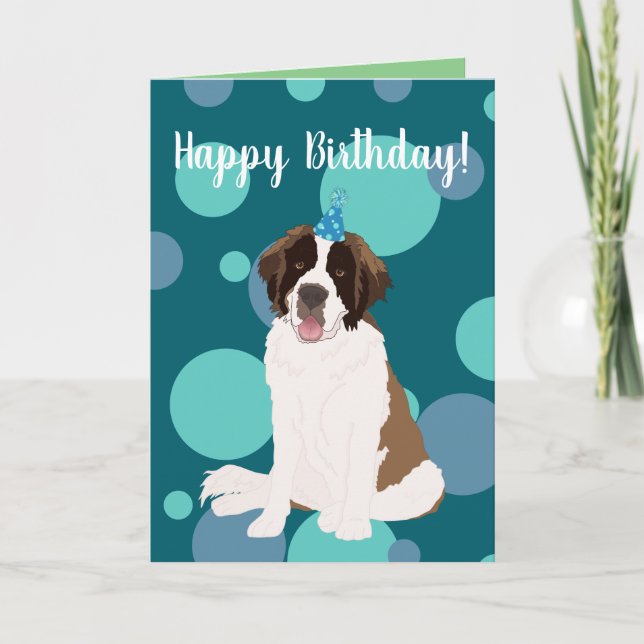 Carte Anniversaire de St Bernard personnalisable (Devant)