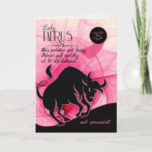 Carte Anniversaire de Taurus pour son rose 21 avril et 2