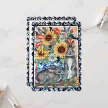 Anniversaire de tournesol de lapin floral artistiq